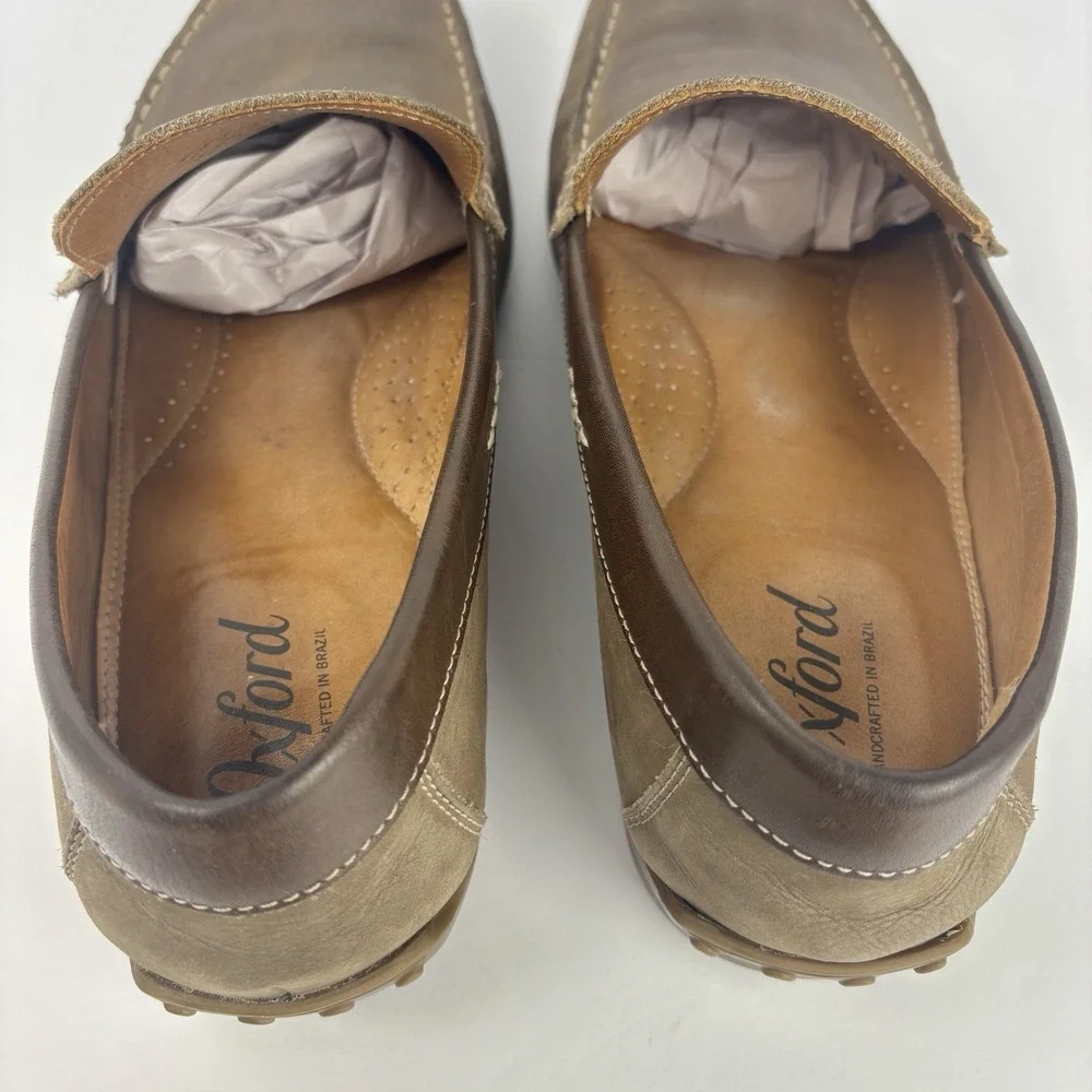 Oxford Dover Driving Loafers Men's 11.5M Taupe Brown Tan Nubuck Leather Brazil